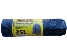 Šiukšlių maišai, 35l, Paclan, 25mik, 15vnt., juodos spalvos, užrišami