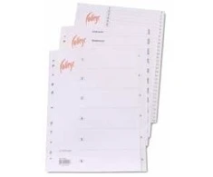Skiriamieji lapai College, A4, 1-20, plastikiniai, baltos spalvos, numeruoti