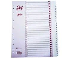 *Skiriamieji lapai College, A4+, 1-31, plastikiniai, baltos spalvos