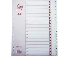 Skiriamieji lapai College, A4+, A-Z, plastikiniai, baltos spalvos
