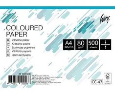 Spalvotas biuro popierius College A4, 80g, ežero mėlynos spalvos, 500 lapų