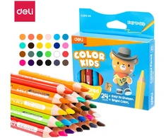 Spalvoti pieštukai DELI Color Kids, tribriauniai, 24 spalvų