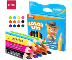 Spalvoti pieštukai DELI Color Kids, tribriauniai, 12 spalvų