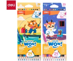 Spalvoti pieštukai DELI ColorWow tribriauniai, 24 spalvų
