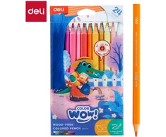 Spalvoti pieštukai DELI Wood-free, 24 spalvų