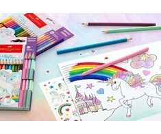 Spalvoti pieštukai Faber-Castell Colour Grip Unicorn 10 +3 pastelinės spalvos