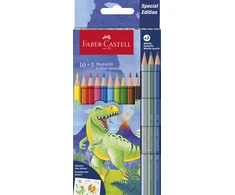 Spalvoti pieštukai Faber-Castell Dino 10+3 spalvų