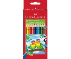Spalvoti pieštukai Faber-Castell Eco. tribriauniai. 12 spalvų. su drožtuku