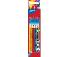 Akvareliniai spalvoti pieštukai Faber-Castell Grip, tribriauniai, 6 spalvų