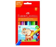 Spalvoti pieštukai Faber-Castell Jumbo, tribriauniai, 24 spalvų