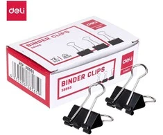 Spaustukai DELI 19mm, 12vnt/pak, juodos spalvos