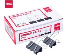 Metaliniai spaustukai DELI 25mm 12vnt/pak, juodos spalvos
