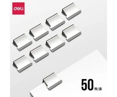 Spaustukai segikliui DELI 8591, sidabrinės spalvos, 50vnt