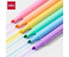 Teksto žymeklių rinkinys DELI Macaron, 1–5 mm, pastelinės 6 spalvos