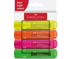 Teksto žymeklių rinkinys Faber-Castell 46, labai ryškių spalvų, 4 spalvų