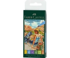 Teptukiniai rašikliai piešimui Faber-Castell Pitt Artist Pen, Summer vibes, 6 spalvų