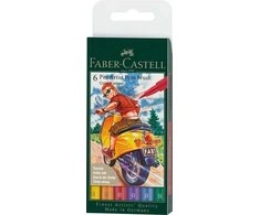 Faber-Castell – Indijos rašalas Pitt Artist Pen B color (6 vnt) (167174)