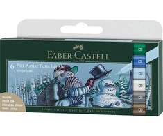 Teptukiniai rašikliai piešimui Faber-Castell Pitt Artist Pen, Winterlude, 6 spalvų