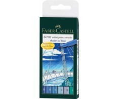 Faber-Castell Teptukinių rašiklių rinkinys Faber-Castel India ink PlTT, mėlynų spalvų, 6 vnt