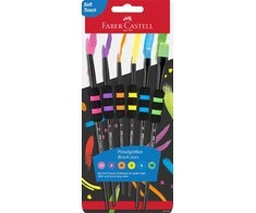 Teptukų rinkinys Faber-Castell soft touch juodi, 6 vnt./pak. (Nr. 2, 4, 6, 8, 10, 12)