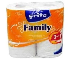 Tualetinis popierius Grite Family, 3 sluoksniai, baltos spalvos, 4vnt