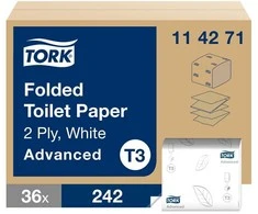 Tualetinis popierius Tork Advanced T3, 114277, 2 sluoksniai, 252 lapelių, baltos spalvos, 1vnt