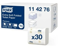 Tualetinis popierius Tork Extra Soft Folded T3, 114276, 2 sluoksniai, 252 lapeliai, baltos spalvos, 1vnt