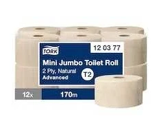 Tualetinis popierius Tork Mini Jumbo T2 (120377) natūralios spalvos tualetinio popieriaus ritinys Advanced