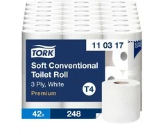 Tualetinis popierius Tork Premium Extra Soft T4 (110317), baltos spalvos, 3 sluoksniai, 35 m, 248 lapeliai, 6 rulonai