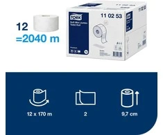 Tualetinis popierius Tork Premium Soft Jumbo Mini T2 (110253), baltos spalvos, 2 sluoksniai, 170 m, 1214 lapelių