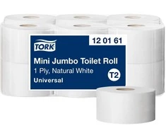 Tualetinis popierius Tork Universal Jumbo Mini T2 (120161), pilkos spalvos, 1 sluoksnis, 240 m, 1200 lapelių