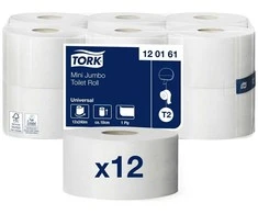 Tualetinis popierius Tork Universal Jumbo Mini T2 (120161), pilkos spalvos, 1 sluoksnis, 240 m, 1200 lapelių