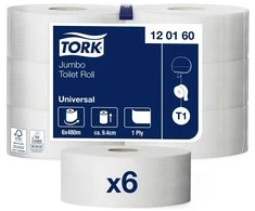 Tualetinis popierius Tork Universal Jumbo T1 (120160), pilkos spalvos, 1 sluoksnis, 480 m, 2400 lapelių