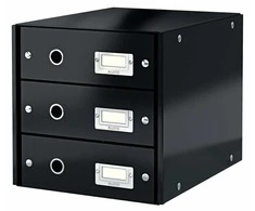 Universali dėžė Leitz Click&amp;Store, su 3 stalčiukais, juodos spalvos