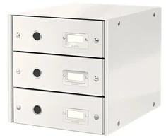 Universali dėžė Leitz Click&amp;Store WOW, su 3 stalčiukais, baltos spalvos