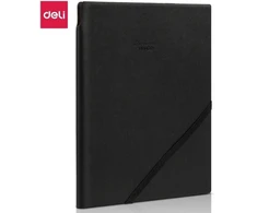 Užrašų knygutė DELI, A5, PU, juodos spalvos