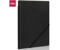 Užrašų knygutė DELI, A5, PU, juodos spalvos