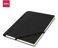 Užrašų knygutė DELI, A5, PU, juodos spalvos