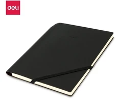 Užrašų knygutė DELI, A5, PU, juodos spalvos