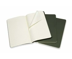 Užrašų knygutė Moleskine Cahier 13x21cm, linijomis, minkštu viršeliu, žalios spalvos