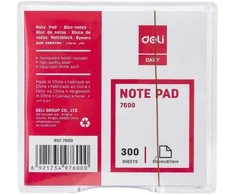 Lapeliai užrašams dėkle DELI, 91x87x50mm, baltos spalvos