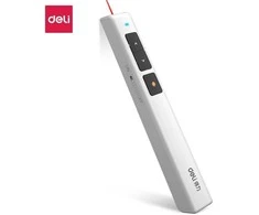 Valdymo pultelis, lazerinė rodyklė DELI USB, raudonas lazeris iki 100m, baltos spalvos