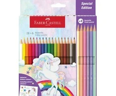 Spalvoti pieštukai Faber-Castell Color Grip Unicorn 18 +6 pastelinės spalvų