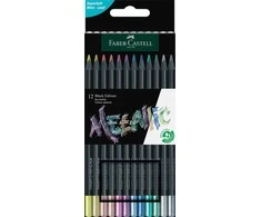 Värvipliiatsid Faber-Castell Juodas Edition 12-värvi metallic värvid