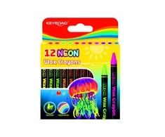 Vaškinės kreidelės Keyroad, 8mm, 12 neoninių spalvų