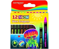 Vaškinės kreidelės Keyroad, 8mm, 12 neoninių spalvų