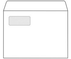 Vokai E5, 156x220mm, 80g, su langeliu 30x90mm kairėje pusėje, su nuplėšiama juostele, baltos spalvos, 1000vnt