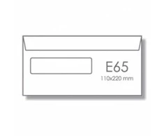 Vokai E65, 10x220mm, 75g, su langeliu kairėje pusėje 30x90, su nuplėšiama juostele, baltos spalvos, 25vnt