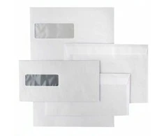 Vokai E65, 110x220mm, 75g, su langeliu 30x90mm kairėje pusėje, su nuplėšiama juostele, baltos spalvos, 1000vnt
