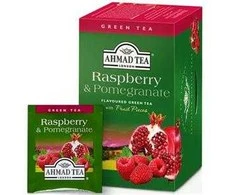 Žalioji arbata AHMAD Žalias Raspberry &amp; Pomegranate, 20 vokelių su siūlu